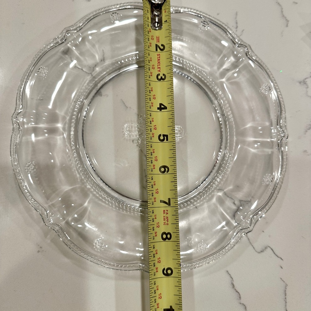 1 Juliska Colette Delft Hand-Pressed Clear Glass Plates 9" Retired